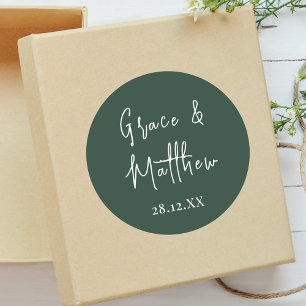 Classic Emerald Green Personalised Wedding Favour Classic Round Sticker