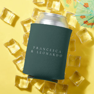 Classic Emerald Green Simple Wedding Can Cooler