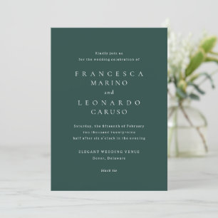 Classic Emerald Green Simple Wedding Invitation