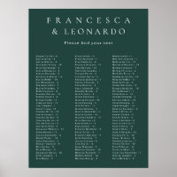 Classic Emerald Green Simple Wedding Seating Chart