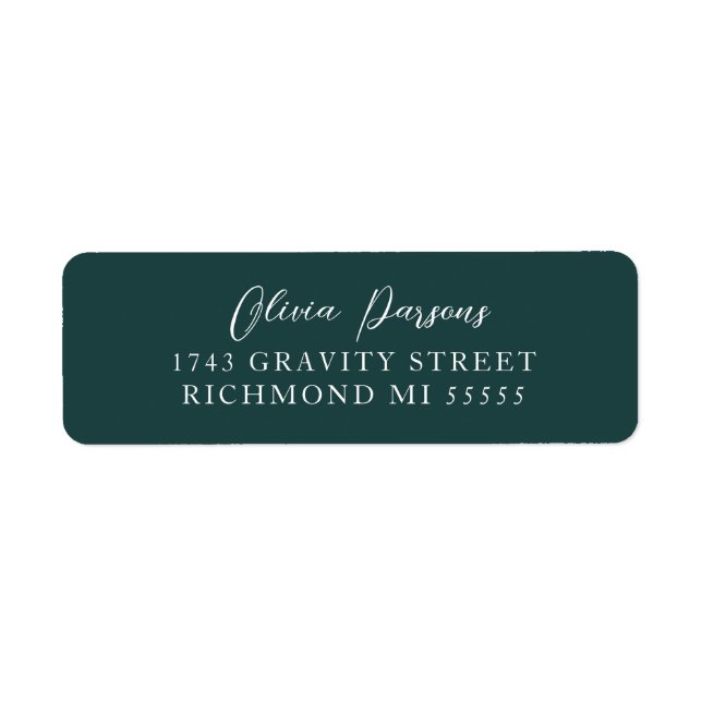 Classic Emerald Scripted Design Return Address Label (Front)