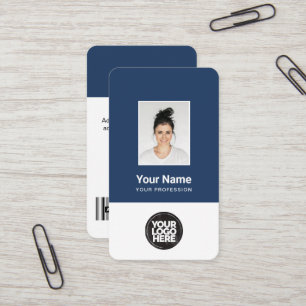 Classic Employee Photo, Bar Code, Logo, Name Business Card