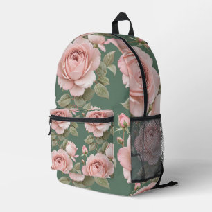Classic English Roses In Blush Pink  Printed Backpack