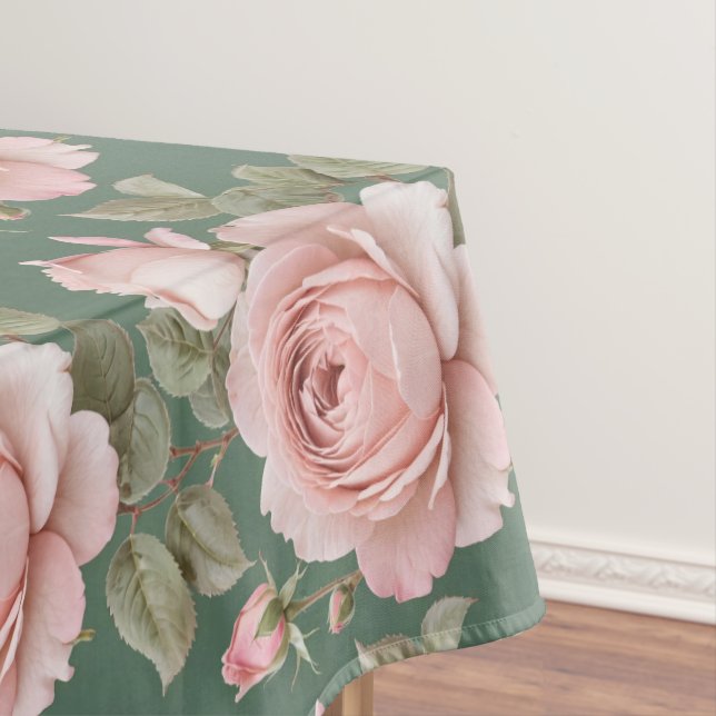 Classic English Roses In Blush Pink  Tablecloth (In Situ)