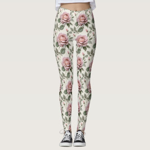 Classic English Roses In Soft Shades Of Pink  Leggings
