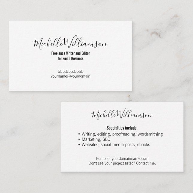 Classic Entrepreneur Contemporary Black White Business Card (Front/Back)