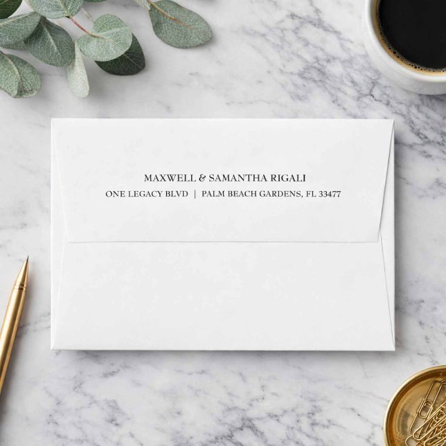 Classic Envelope with Return Address Printing (Return address envelope in white with template on the back.)