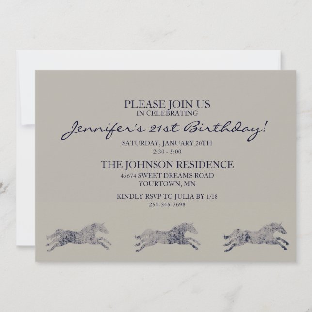 Classic Equestrian Birthday Invitation (Front)