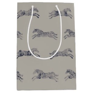 Classic Equestrian Horse Pattern Medium Gift Bag