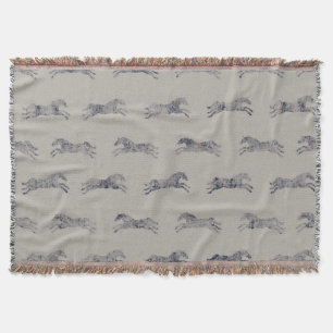 Classic Equestrian Horse Pattern Throw Blanket