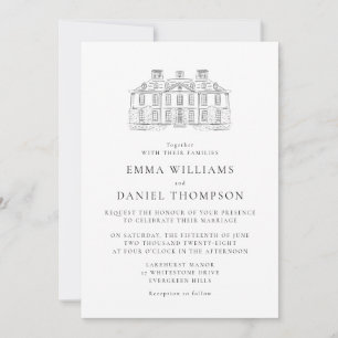 Classic Estate Illustration Wedding Invitation
