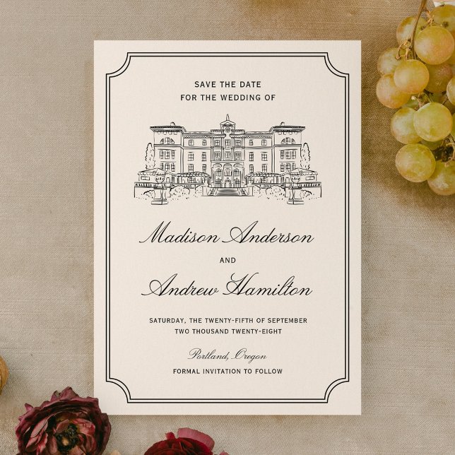 Classic Estate Illustration Wedding Save The Date (Creator Uploaded)