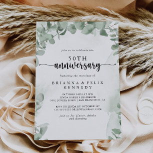 Classic Eucalyptus 50th Wedding Anniversary Invitation