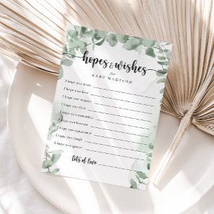 Classic Eucalyptus Baby Shower Hopes & Wishes Card