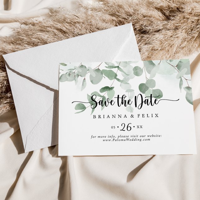 Classic Eucalyptus Foliage Horizontal Wedding   Save The Date (Creator Uploaded)
