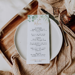 Classic Eucalyptus Gold Leaf Formal Wedding Menu