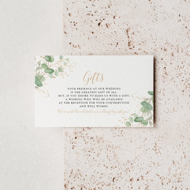 Classic Eucalyptus Gold Leaf Wedding Gifts   Enclosure Card (Creator Uploaded)