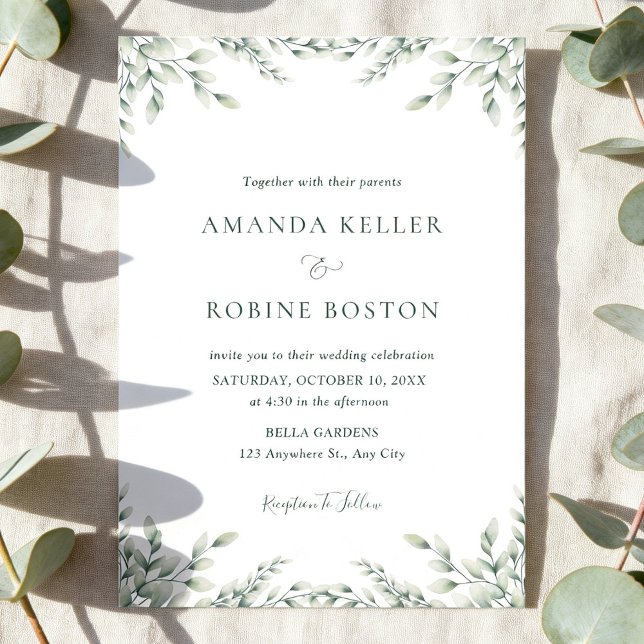 Classic Eucalyptus Greenery Wedding Invitation (Creator Uploaded)