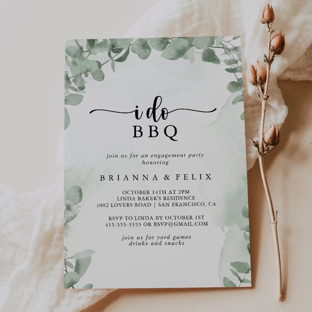 Classic Eucalyptus I Do BBQ Engagement Party   Invitation (Creator Uploaded)