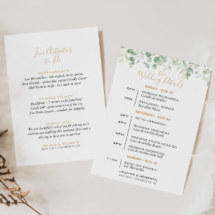 Classic Eucalyptus Leaf Wedding Itinerary Card