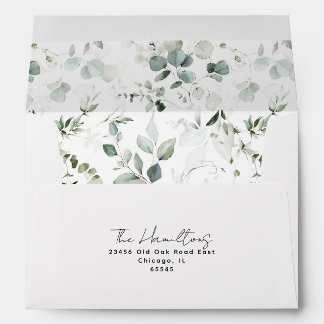 Classic Eucalyptus Pattern | Return Address  Envelope (Back (Bottom))