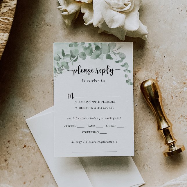 Classic Eucalyptus Wedding Menu Choice RSVP (Creator Uploaded)
