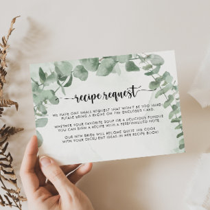 Classic Eucalyptus Wedding Recipe Request   Enclosure Card
