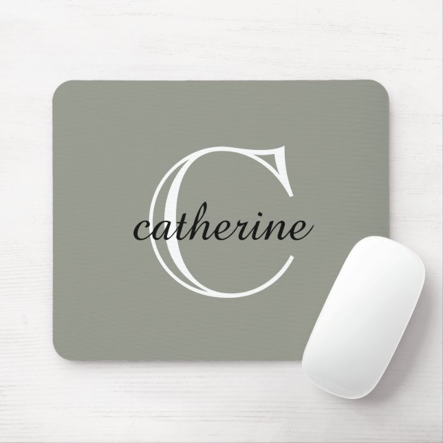 Classic Evergreen Fog Script Monogram Mouse Pad (With Mouse)