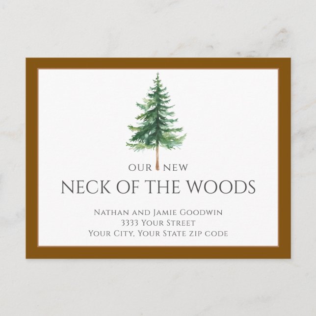 Classic Evergreen Tree Moving New Home Postcard (Front)