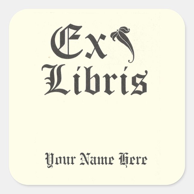 Classic Ex Libris Bookplate Square Sticker (Front)