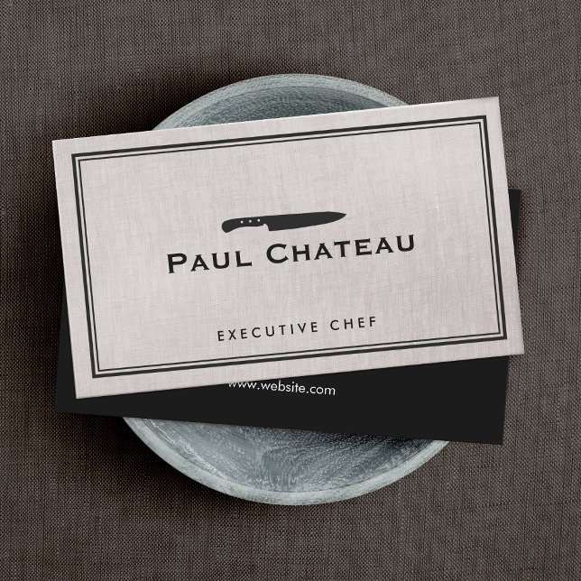 Classic Executive Chef Knife Logo Catering Business Card (Creator Uploaded)