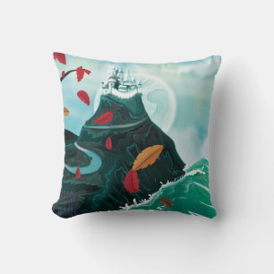 Classic Fairy Tale castle on a cliff Cushion