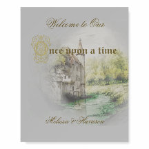 Classic Fairytale Castle Painting  Welcome Sign