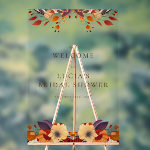 Classic Fall Dry Wildflower Bridal Shower Welcome  Acrylic Sign