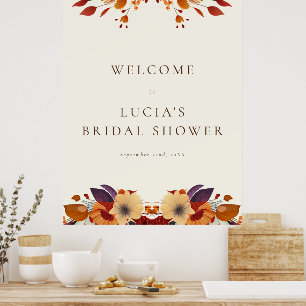 Classic Fall Dry Wildflower Bridal Shower Welcome Poster
