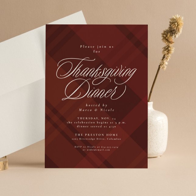Classic fall plaid Thanksgiving Dinner Invitation (Creator Uploaded)