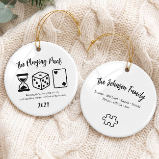 Classic Family Game Night Group Ceramic Ornament