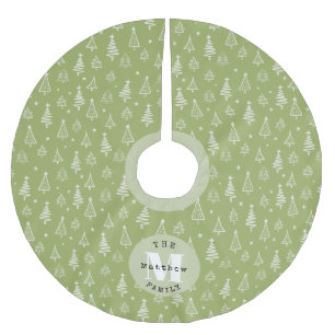 Classic Family Green Christmas Tree Brushed Polyester Tree Skirt