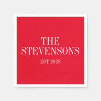 Classic Family Last Name Est Date Holiday Red