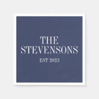 Classic Family Last Name Est Date Navy Blue