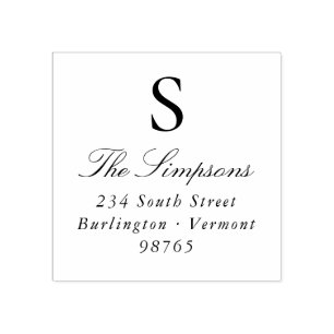 Classic Family Monogram Address Rubber Stamp