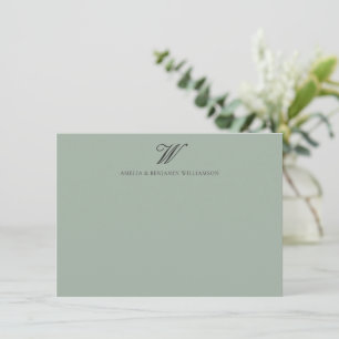 Classic Family Monogram Minimalist Wedding Sage Card