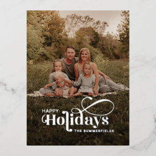 Classic Family Photo Christmas Foil Holiday Postcard