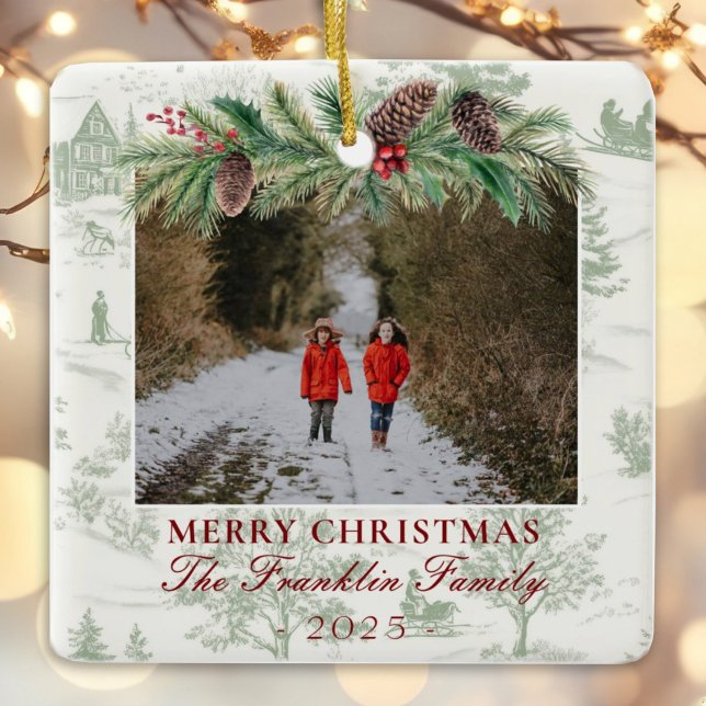 Classic family photo keepsake  ceramic ornament (Creator Uploaded)