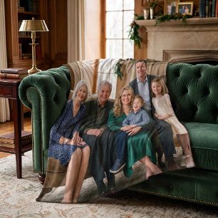 Classic Family Portrait Custom Fleece Blanket