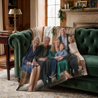 Classic Family Portrait Custom Fleece Blanket