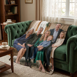 Classic Family Portrait Custom Sherpa Blanket