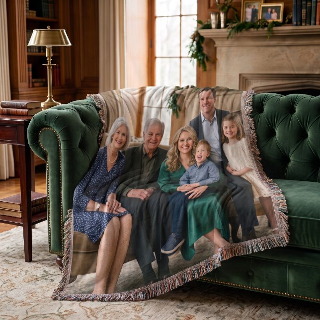 Classic Family Portrait Custom Throw Blanket (A beautifully woven tribute to your family heritage.)