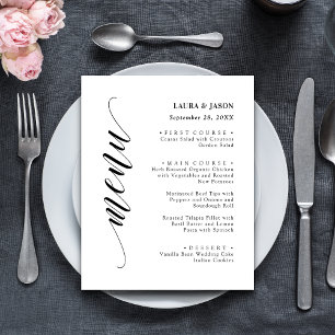 Classic Fancy Script Wedding Menu Card For Plate