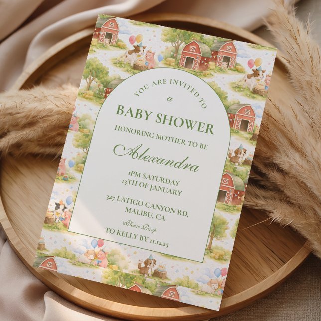 Classic Farm Animals Barnyard Baby Shower Invitation (Creator Uploaded)